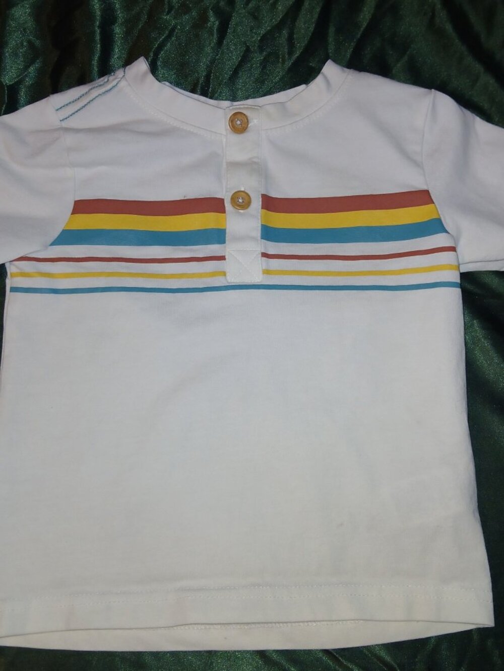 Tommy Bahama Baby Henley Tee White Striped Chest 2-Button Size 18M